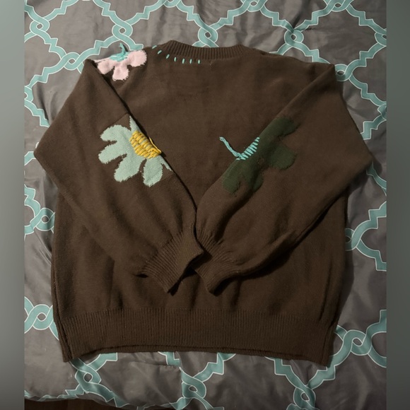 EEUC❤️THREE BIRD NEST❤️ Good Mood Flower Print Sweater size M - Picture 7 of 9